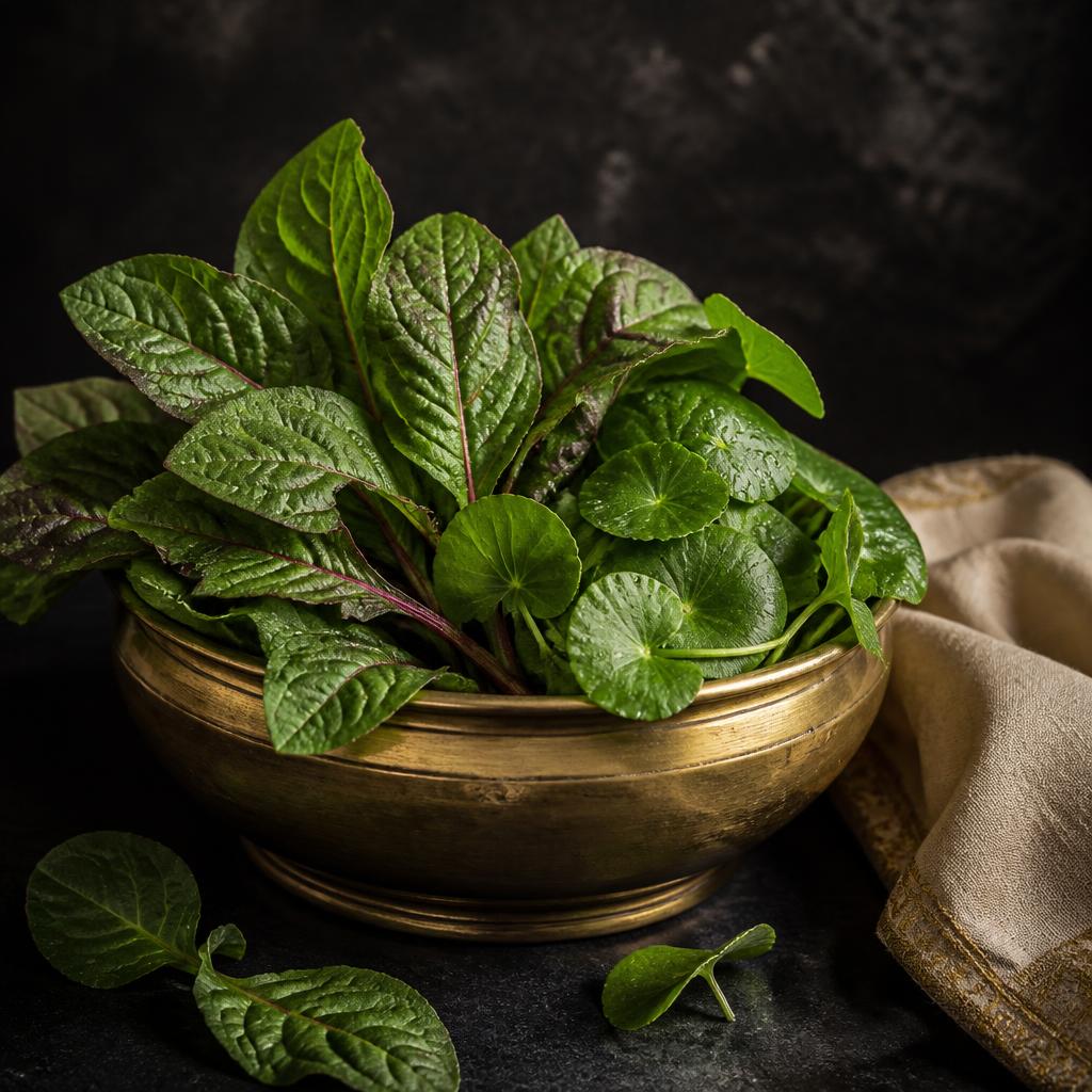 Yeka Botanical Greens (Amaranthus · Sirukeerai · Vallarai) botanical macro photograph
